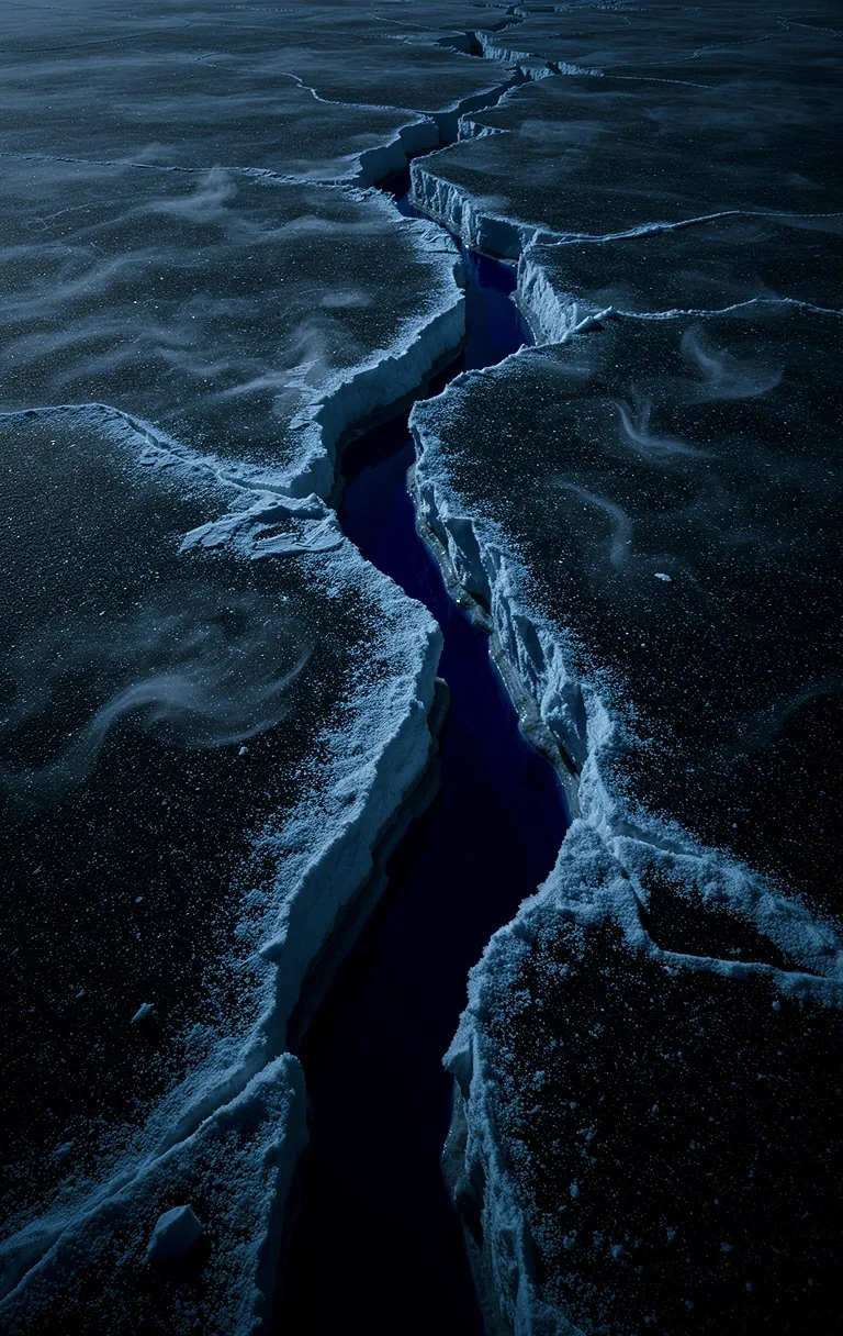 Vast expanse of cracked sea ice