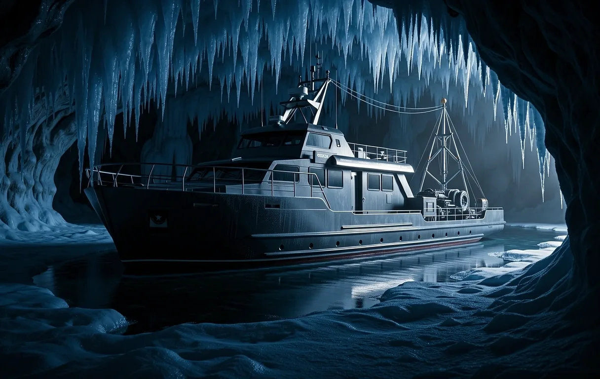 Arctic research vessel in the frozen depths