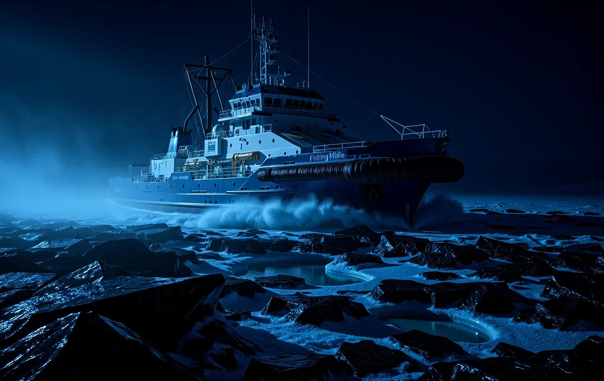Arctic research vessel in frozen waters